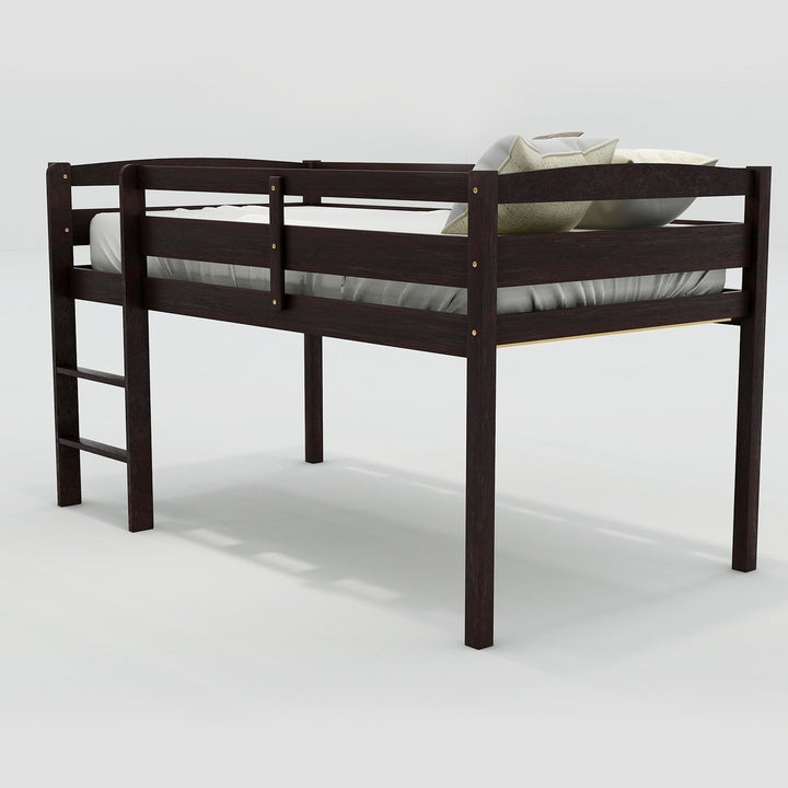 Brown Twin Size Low Loft Bed Image 3