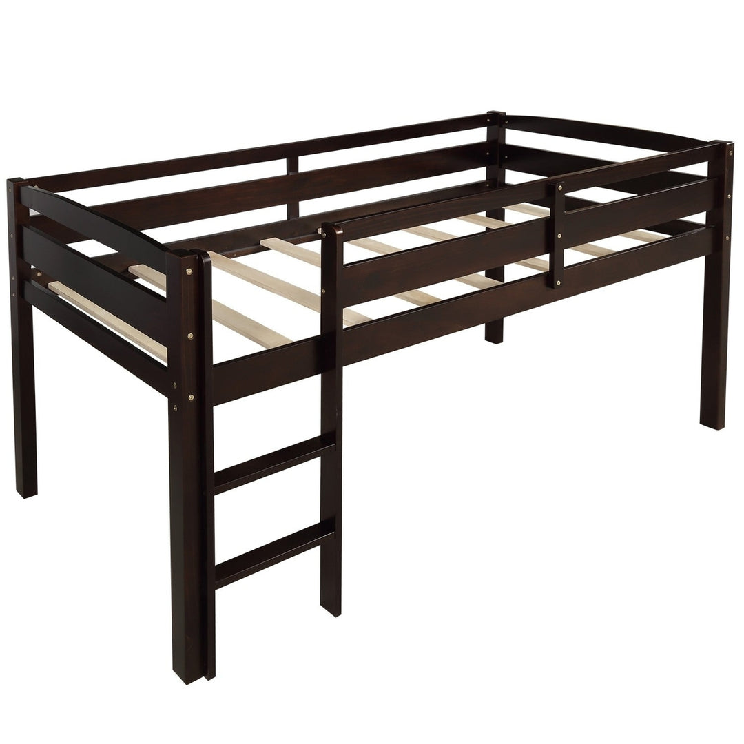 Brown Twin Size Low Loft Bed Image 5