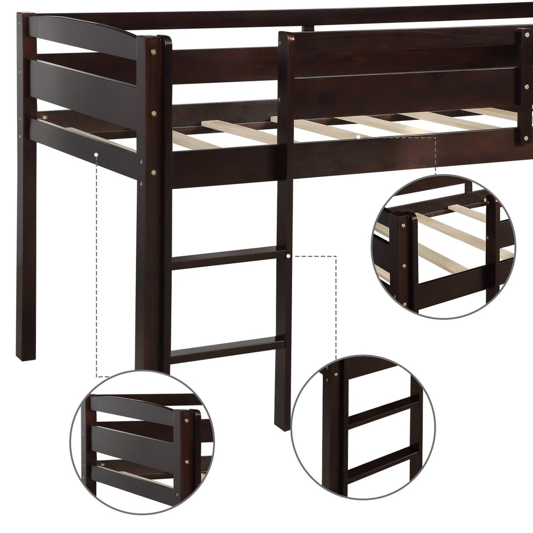 Brown Twin Size Low Loft Bed Image 7