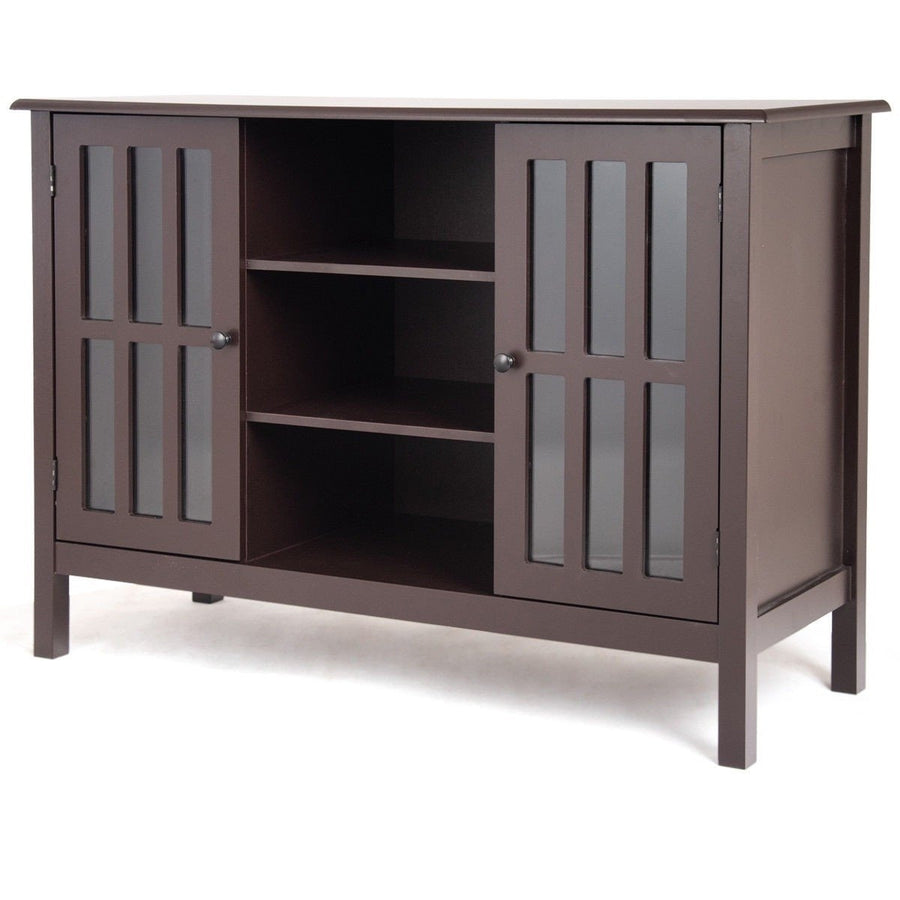 Brown Wood 43-inch TV Stand Storage Cabinet Console Table Image 1