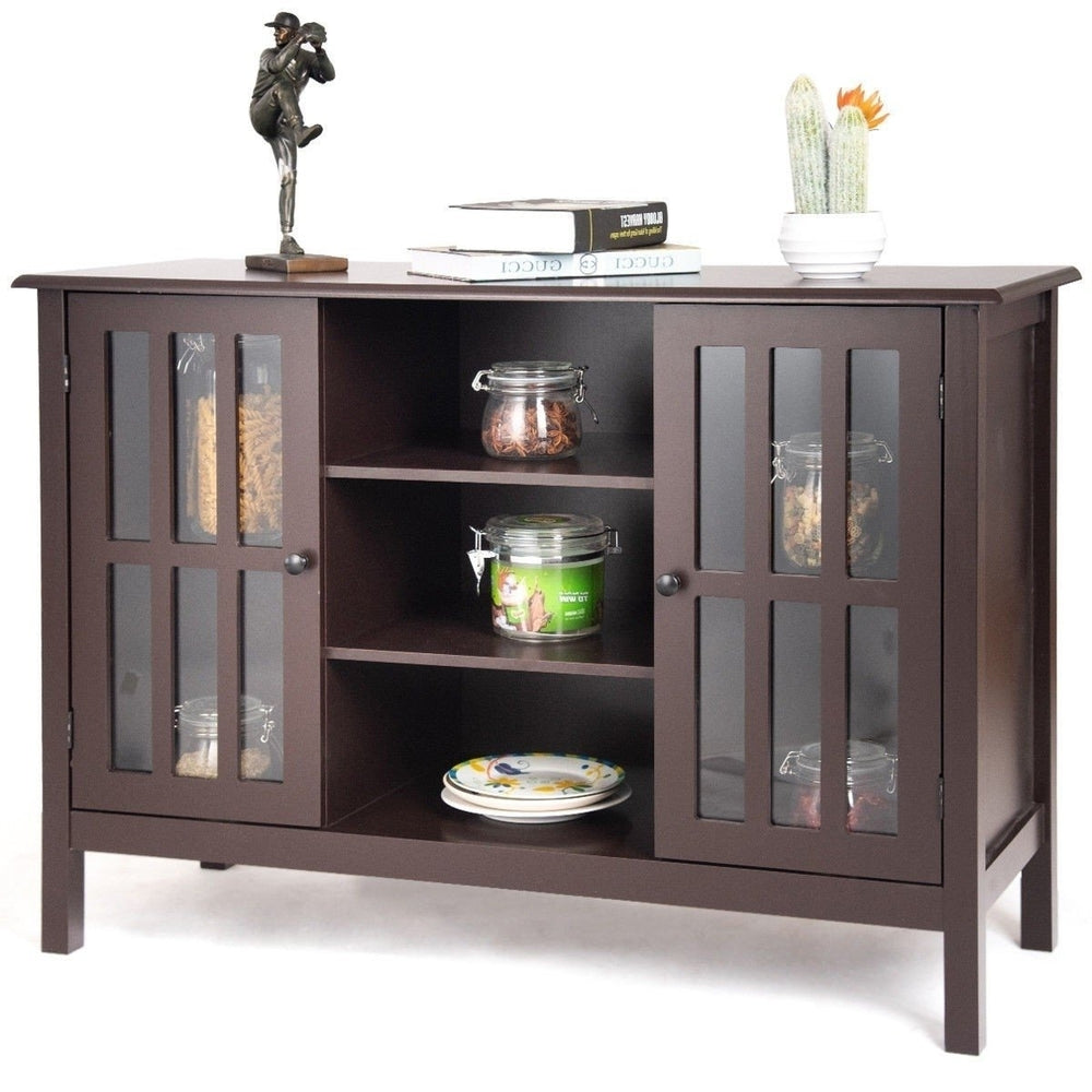 Brown Wood 43-inch TV Stand Storage Cabinet Console Table Image 2