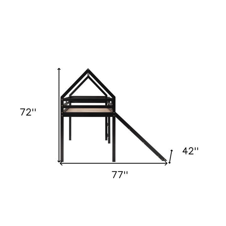 Brown Twin Size Slide House Loft Bed Image 10