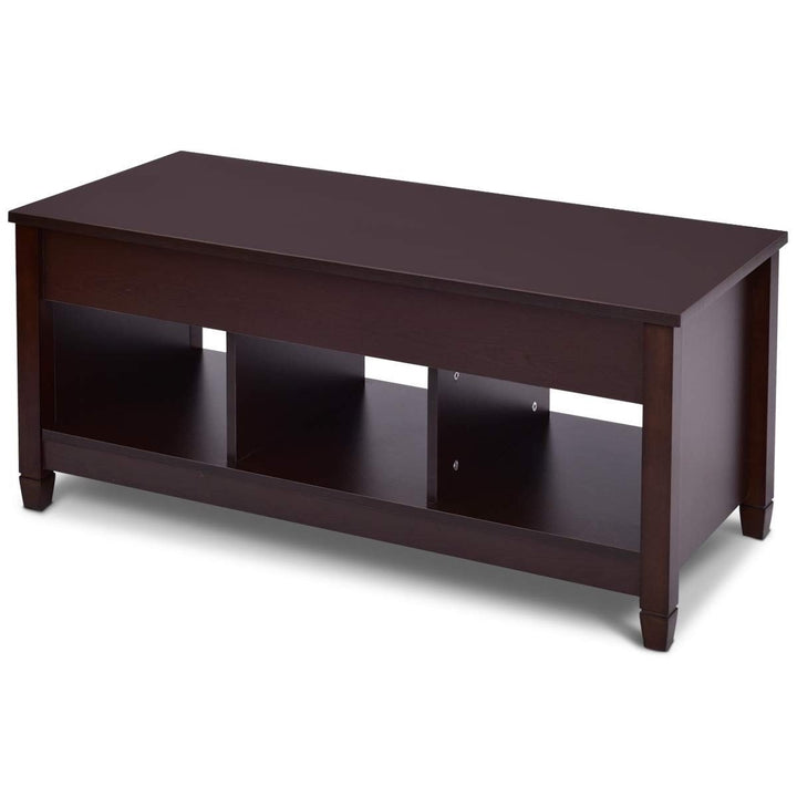 Brown Wood Lift Top Coffee Table with Hidden Storage Space Image 3