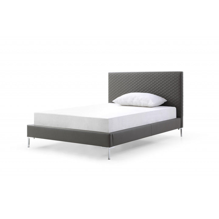 Full Dark Grey Upholstered Faux Leather Bed Image 1