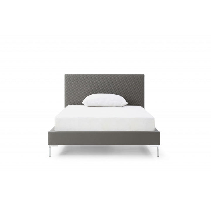 Full Dark Grey Upholstered Faux Leather Bed Image 2