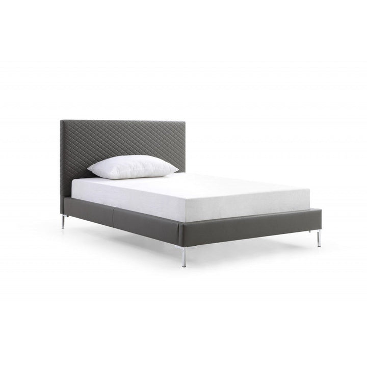 Full Dark Grey Upholstered Faux Leather Bed Image 3