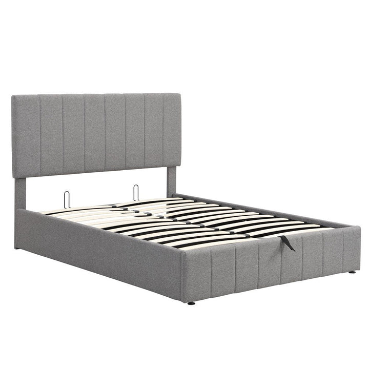 Full Double Gray Upholstered Linen Blend Bed Image 6