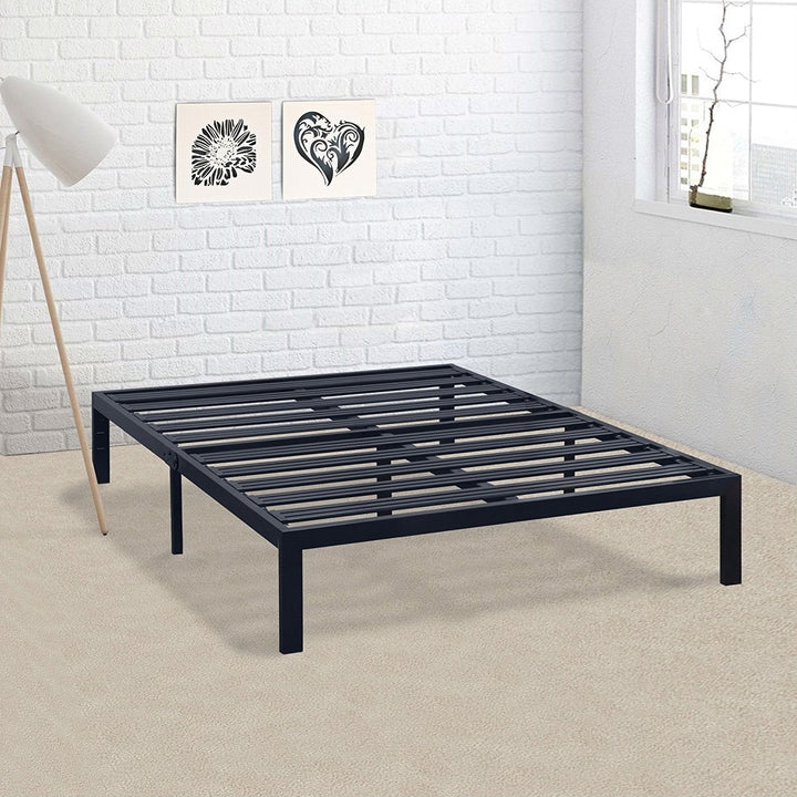 California King Metal Platform Bed Frame with Heavy Duty Slats Image 1