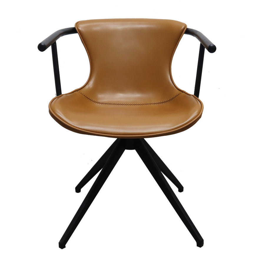 Camel Faux Leather Industrial Dining Chair Image 1