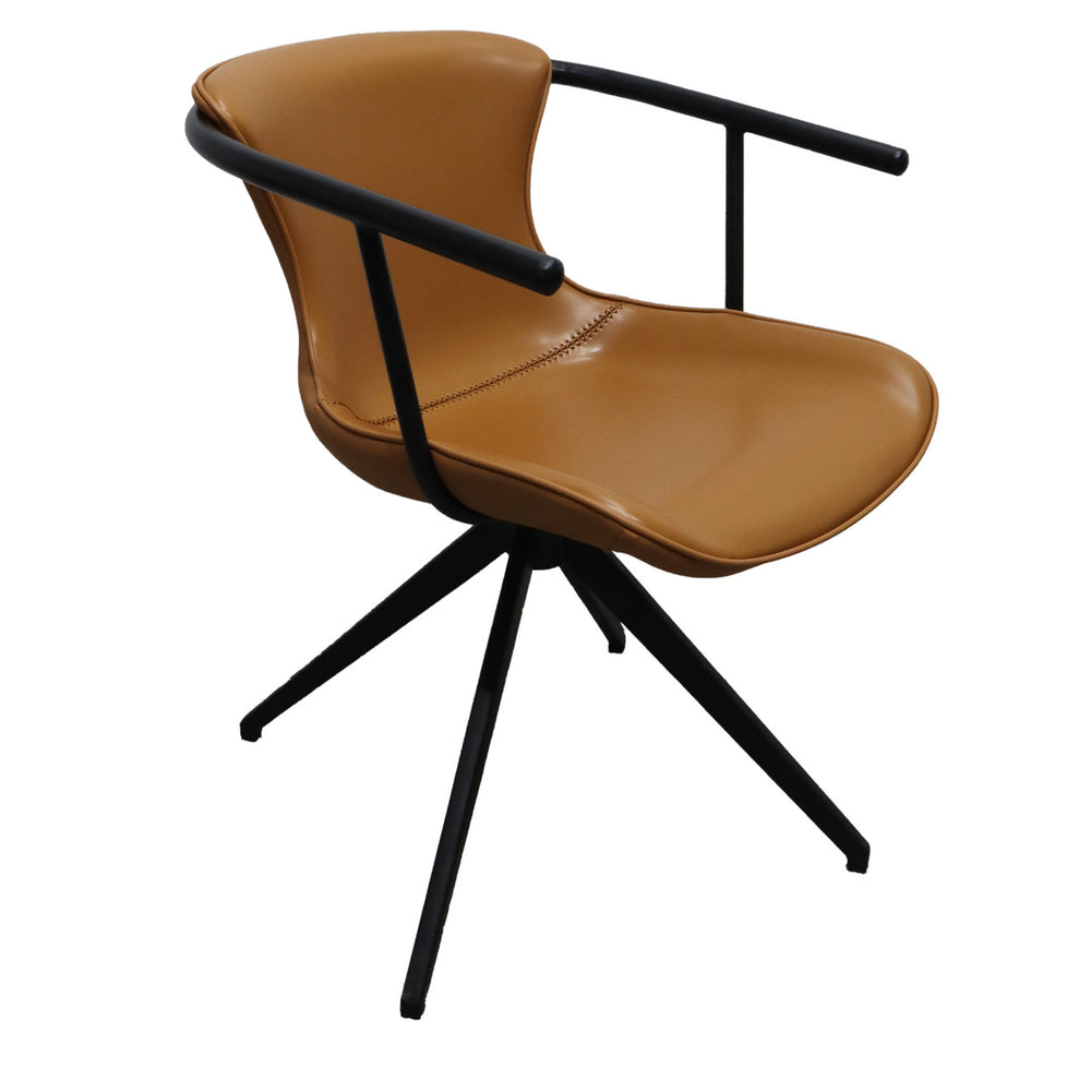 Camel Faux Leather Industrial Dining Chair Image 2