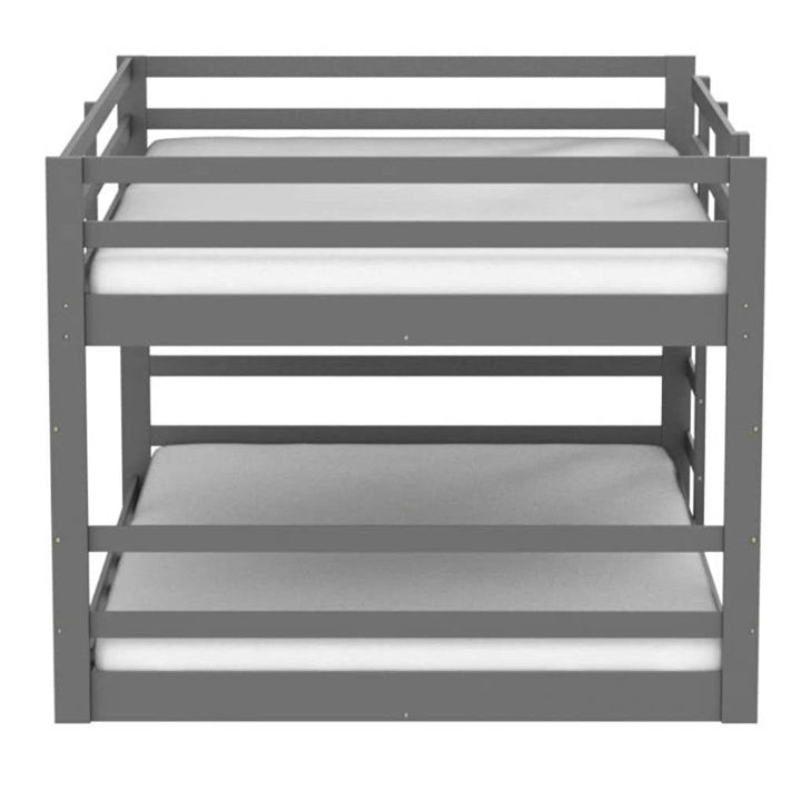 Full over Full Modern Low Profile Bunk Bed in Grey Wood Finish Image 5