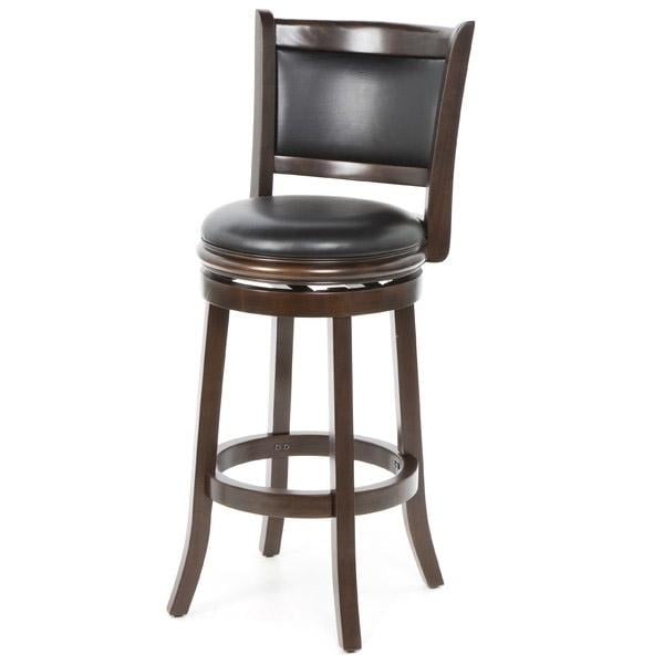 Cappuccino 29-inch Swivel Barstool with Faux Leather Cushion Seat Image 1