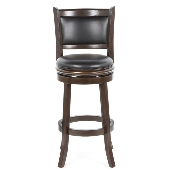 Cappuccino 29-inch Swivel Barstool with Faux Leather Cushion Seat Image 2