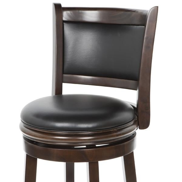 Cappuccino 29-inch Swivel Barstool with Faux Leather Cushion Seat Image 3