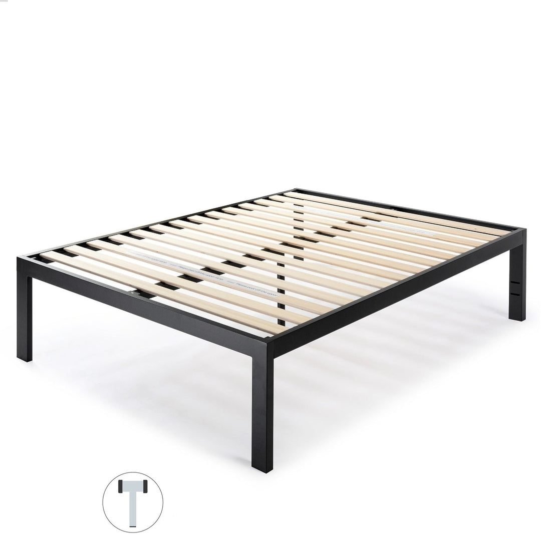 Full size 18 Inch Easy Assemble Metal Platform Bed Frame Wooden Slats Image 1