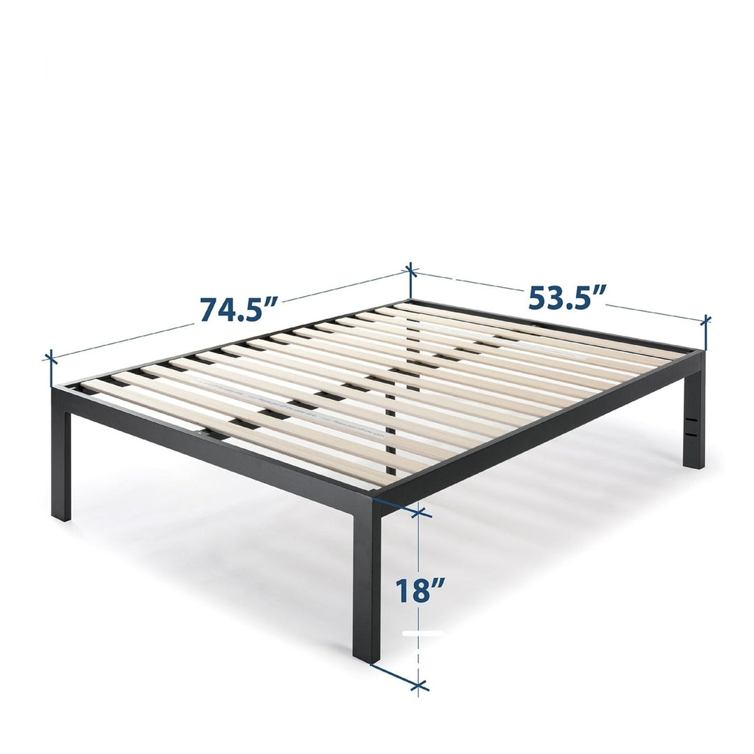 Full size 18 Inch Easy Assemble Metal Platform Bed Frame Wooden Slats Image 3