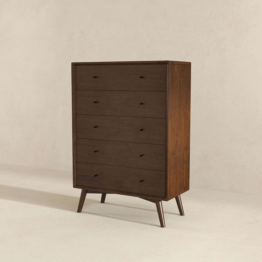 Caroline Mid Century Modern Solid Wood Dresser 5-Drawer Image 5