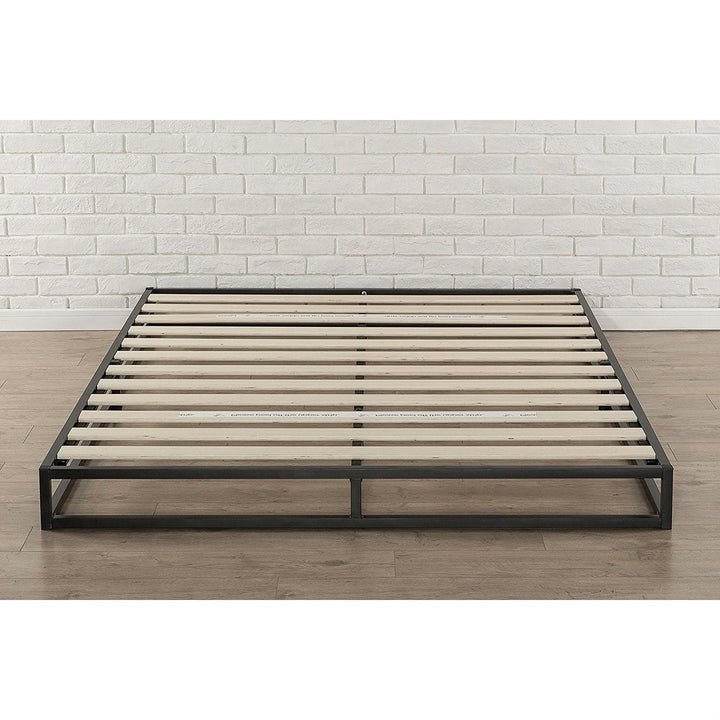 Full size 6-inch Low Profile Metal Platform Bed Frame with Wooden Slats Image 1