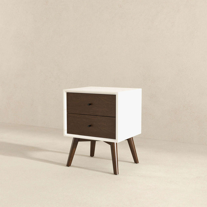 Caroline Mid Century Modern Style White Night Stand 2-Drawer Image 5