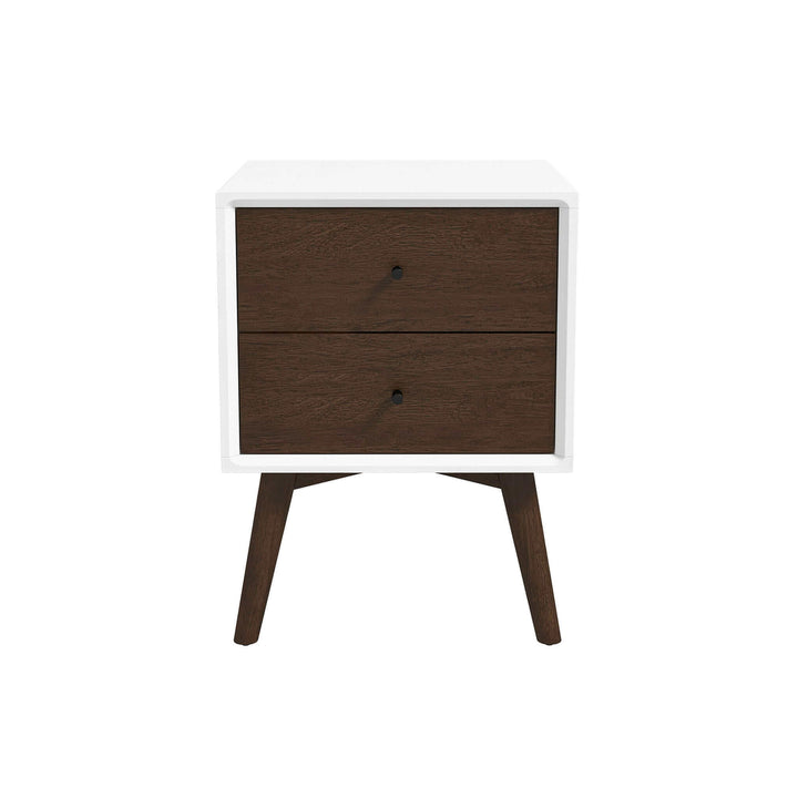 Caroline Mid Century Modern Style White Night Stand 2-Drawer Image 6