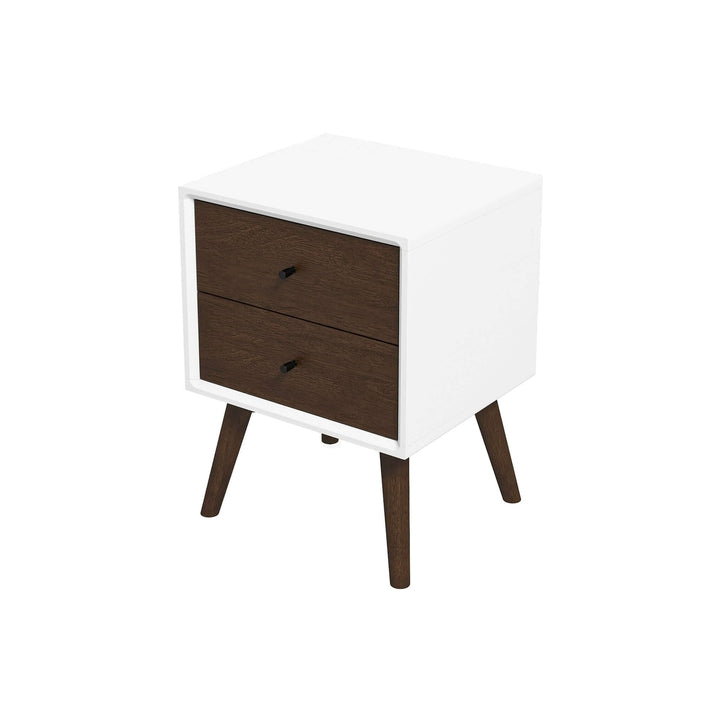 Caroline Mid Century Modern Style White Night Stand 2-Drawer Image 7