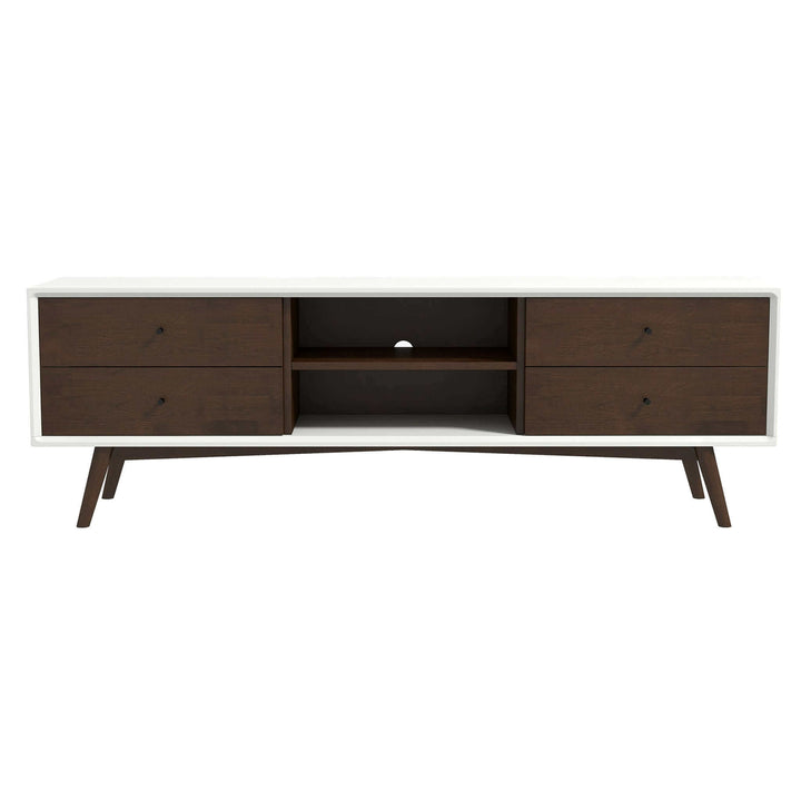 Caroline Walnut White TV Stand Up To 72" Image 2