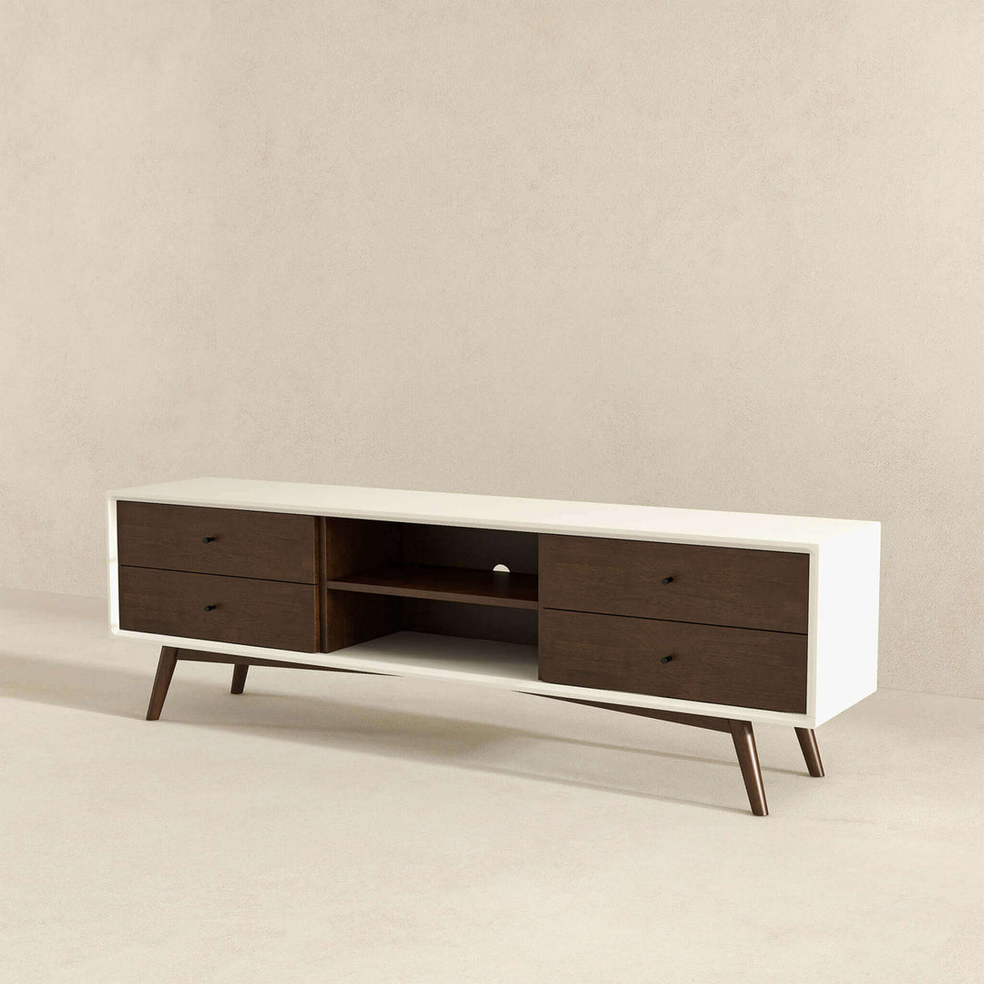 Caroline Walnut White TV Stand Up To 72" Image 5