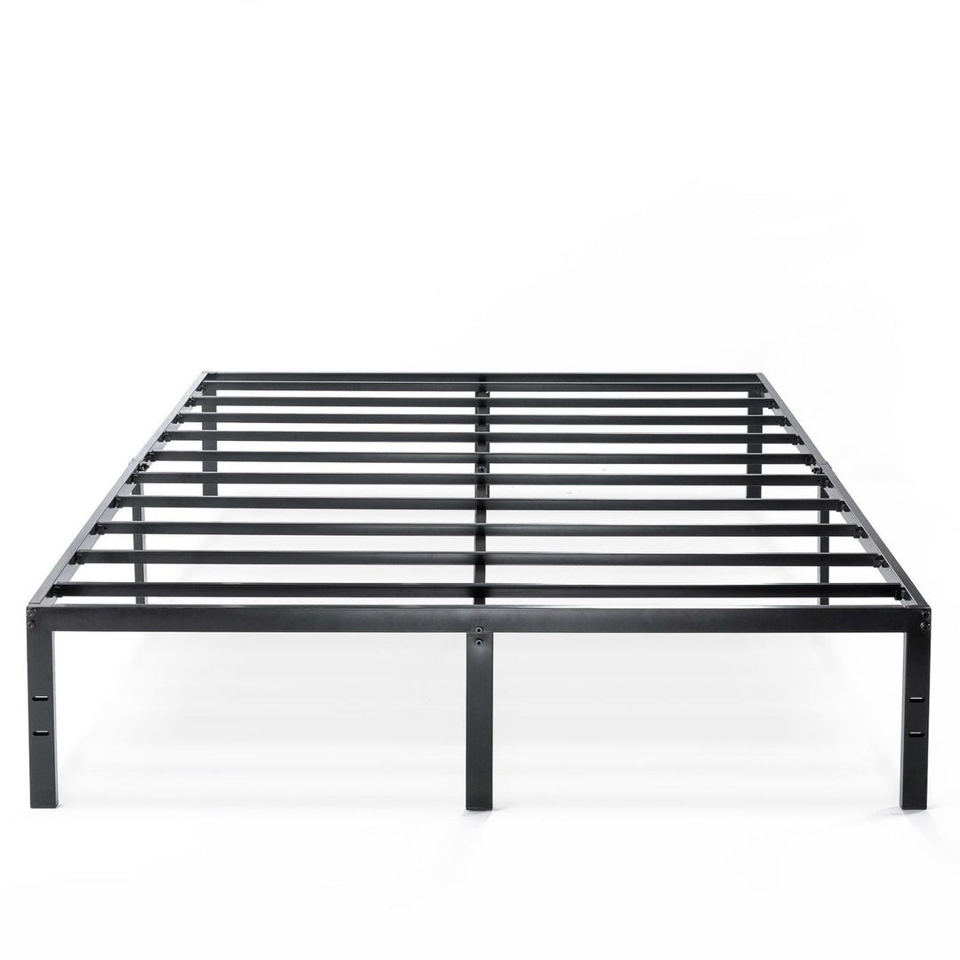 Full size Black Metal Platform Bed Frame with Headboard Attachment Slots Image 1