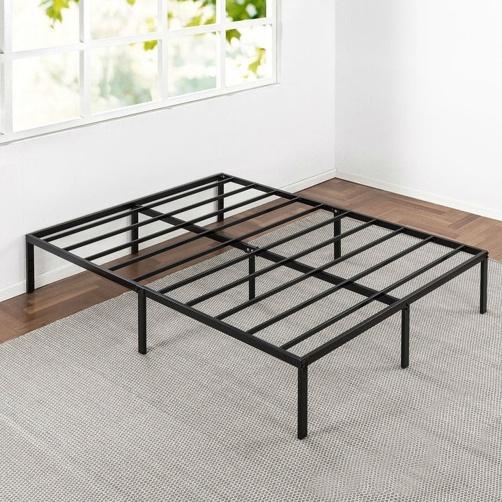 Full size Black Metal Platform Bed Frame with Headboard Attachment Slots Image 3