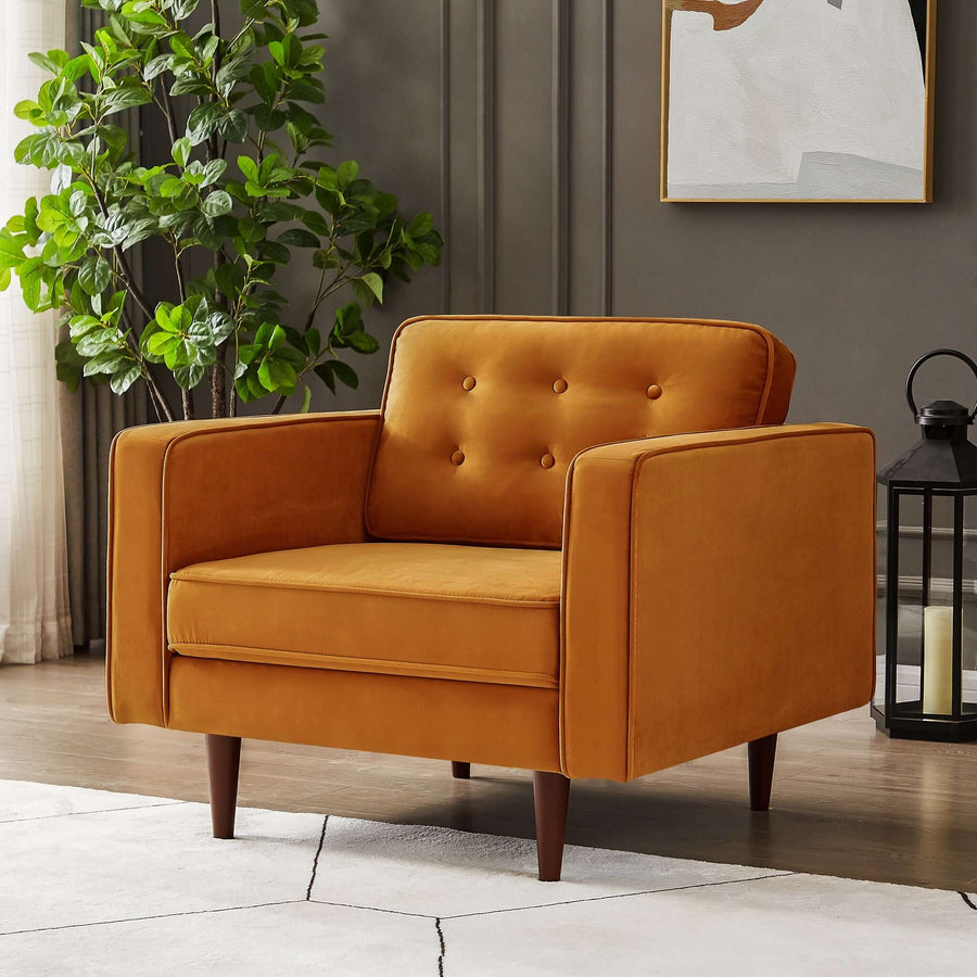 Casey Burnt Orange Velvet Lounge Chair Image 1