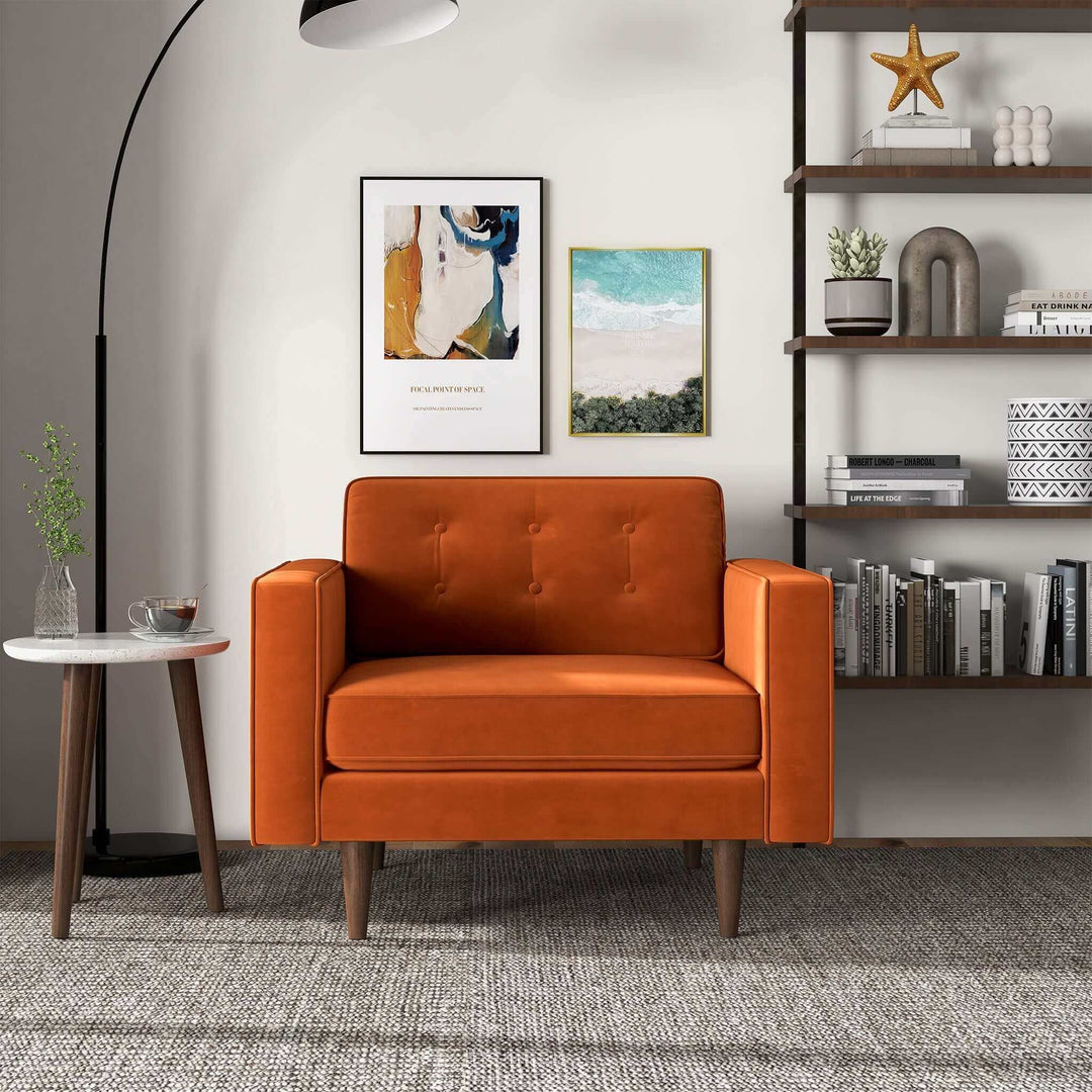 Casey Burnt Orange Velvet Lounge Chair Image 3