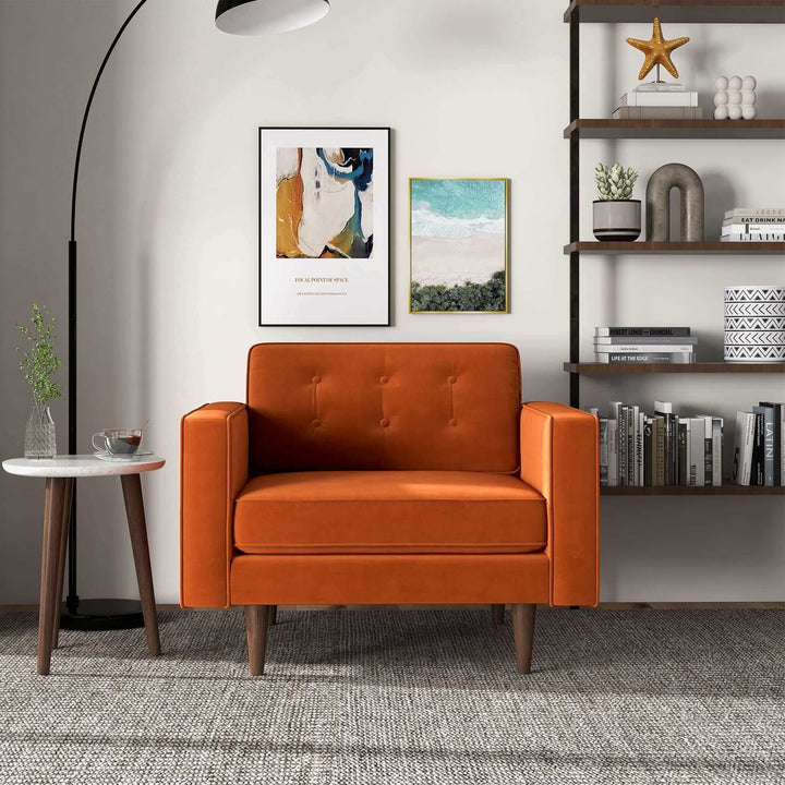 Casey Burnt Orange Velvet Lounge Chair Image 3