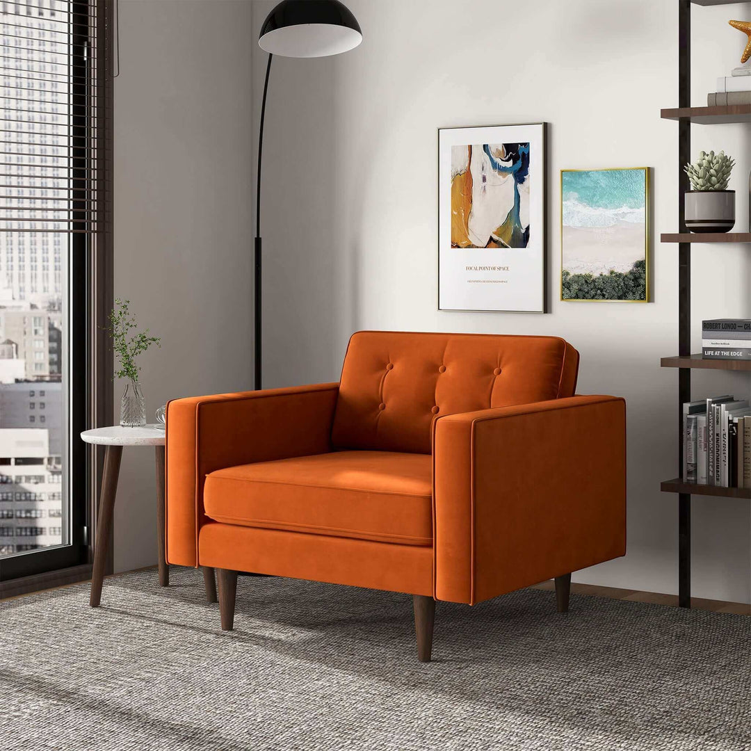 Casey Burnt Orange Velvet Lounge Chair Image 4