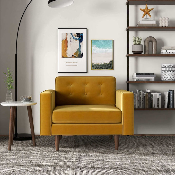 Casey Gold Velvet Lounge Chair Image 1