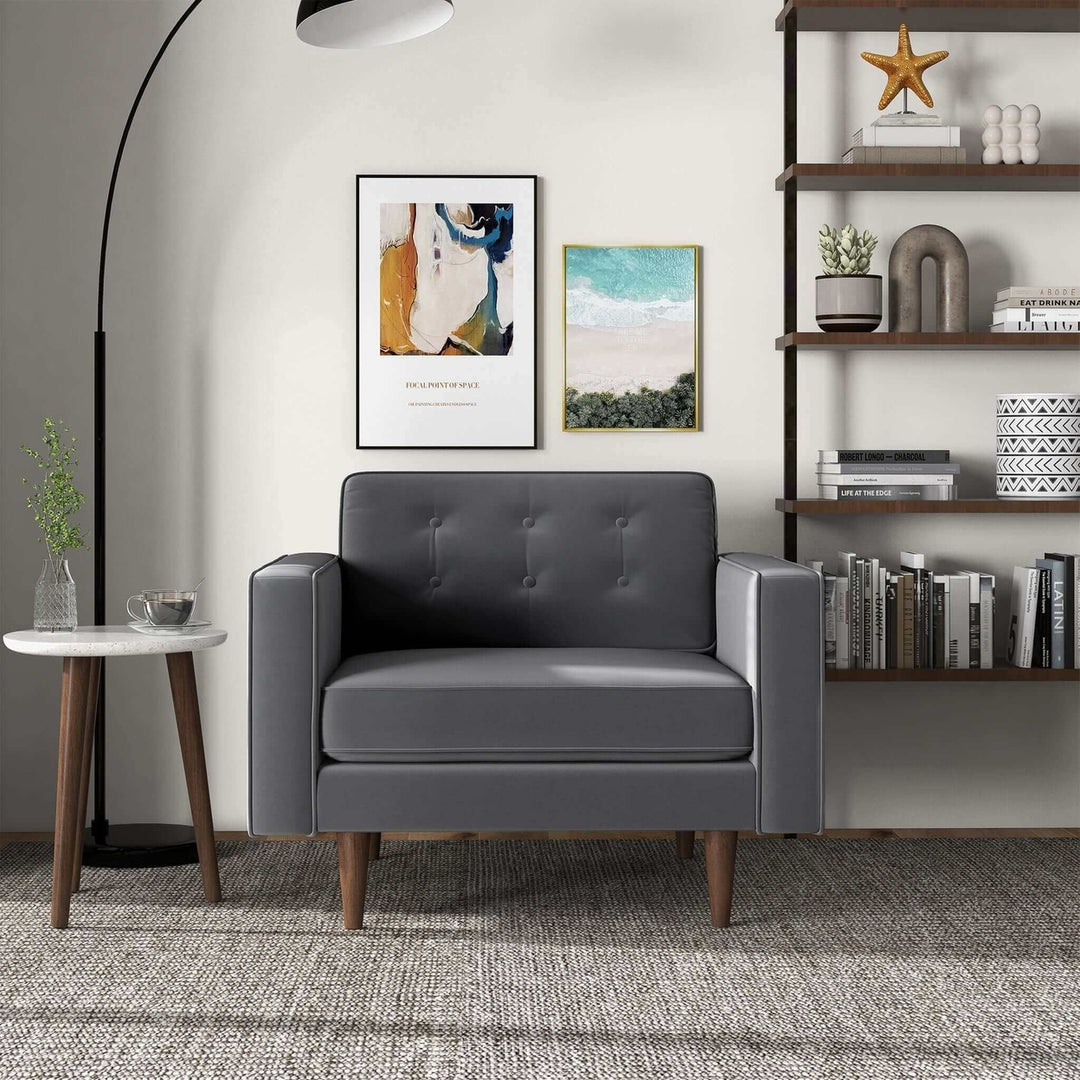 Casey Grey Velvet Lounge Chair Image 1