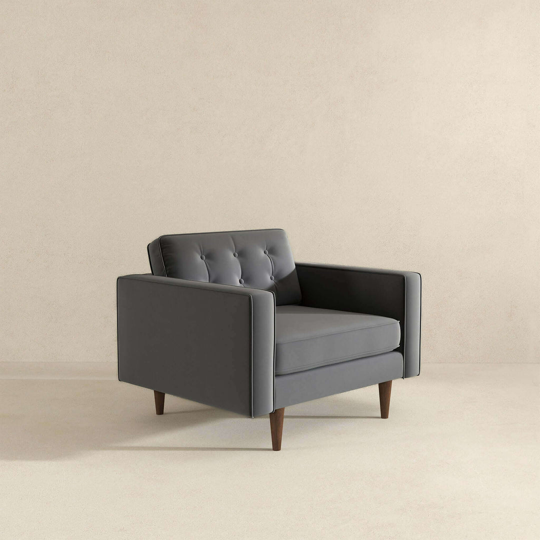 Casey Grey Velvet Lounge Chair Image 3