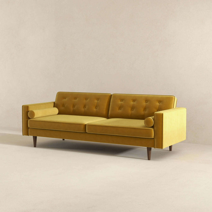 Casey Mid Century Modern Gold Velvet Sofa Image 3