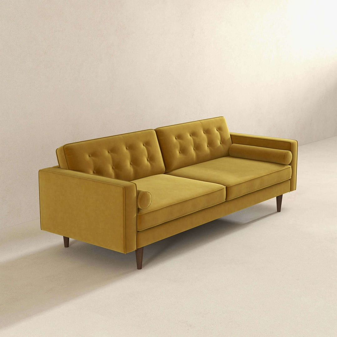 Casey Mid Century Modern Gold Velvet Sofa Image 4