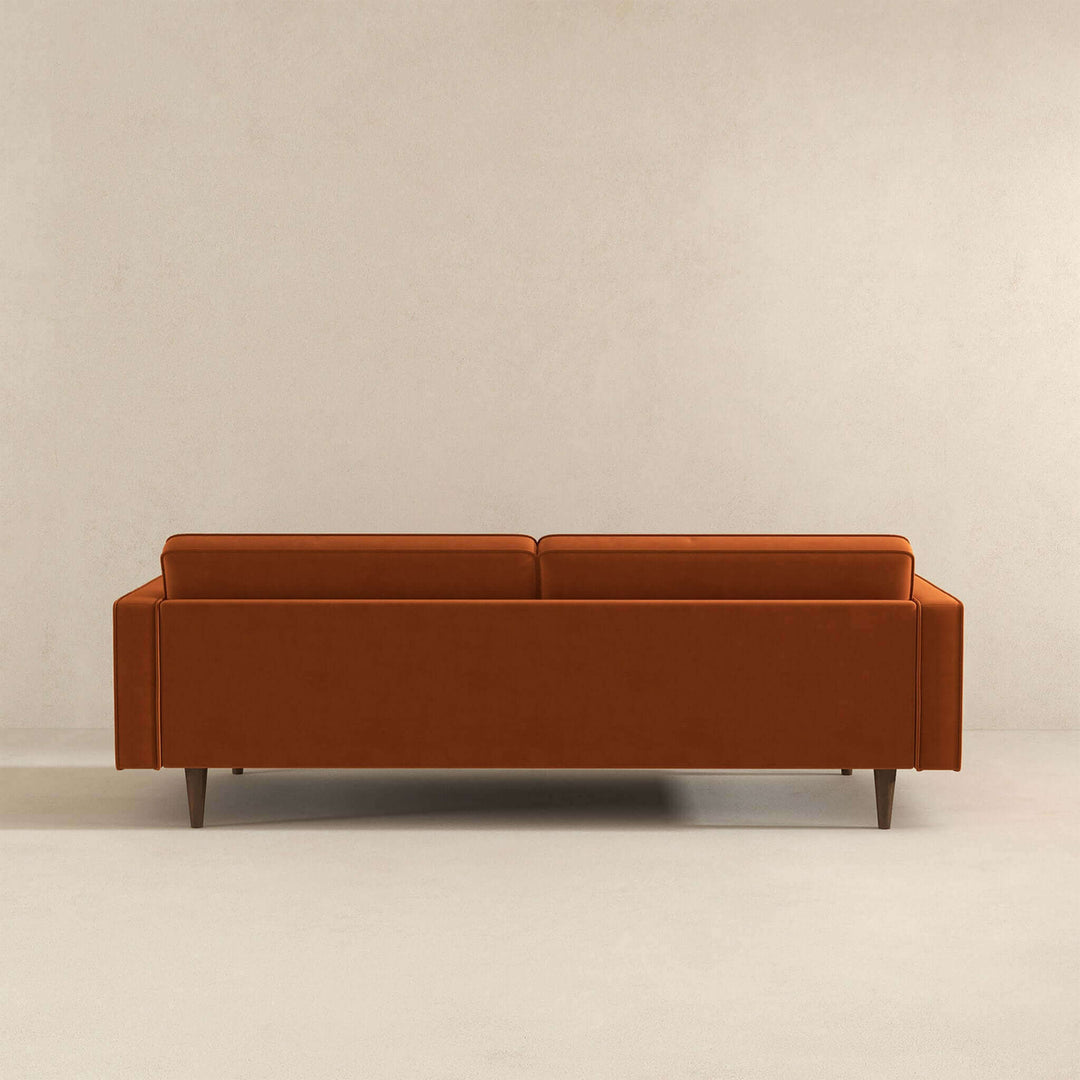 Casey Mid Century Modern Burnt Orange Velvet Sofa Image 6