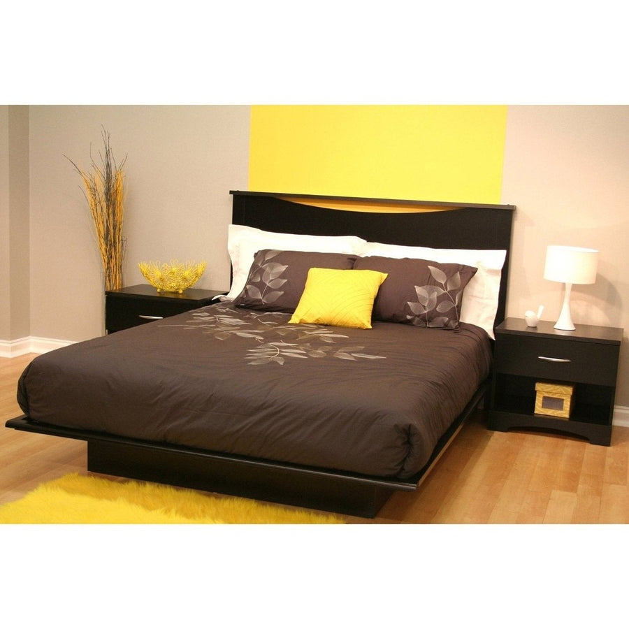 Full size Contemporary Platform Bed in Black Finish Image 1