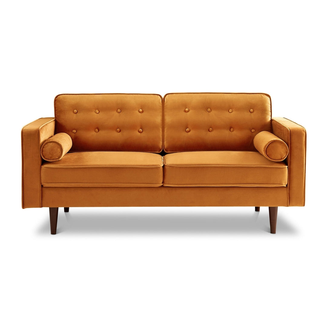 Casey Orange Velvet Loveseat Image 1