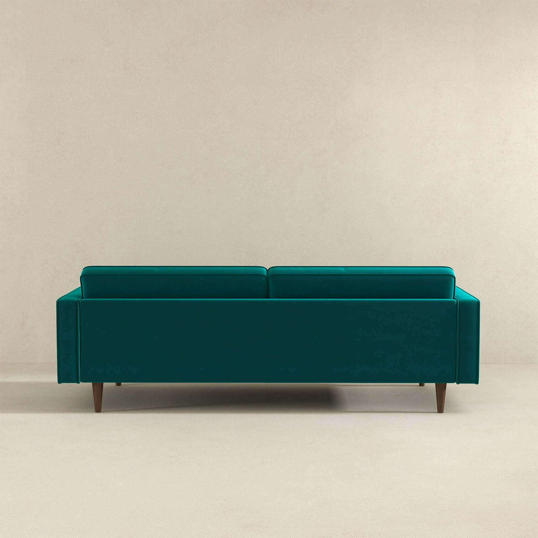 Casey Mid Century Modern Teal Velvet Sofa Image 5