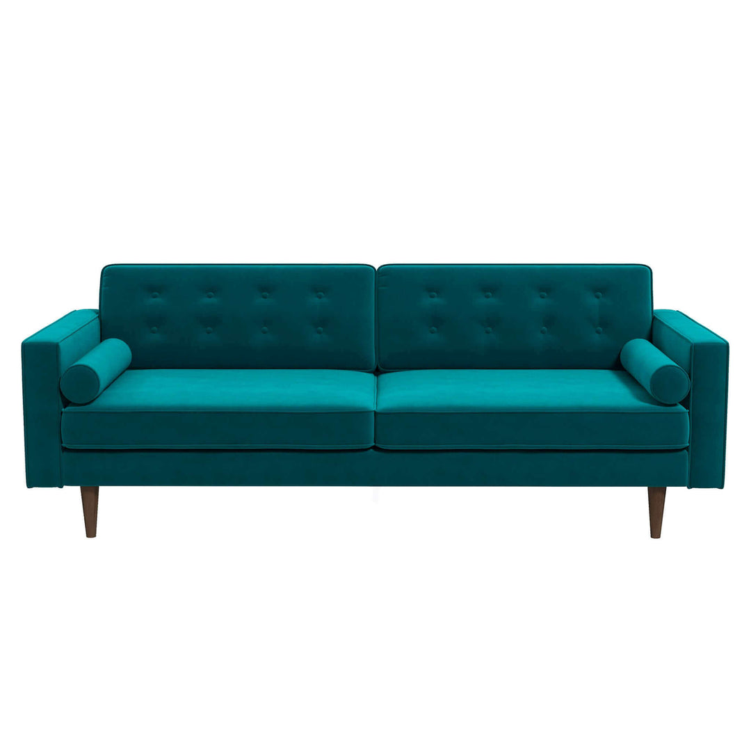 Casey Mid Century Modern Teal Velvet Sofa Image 6