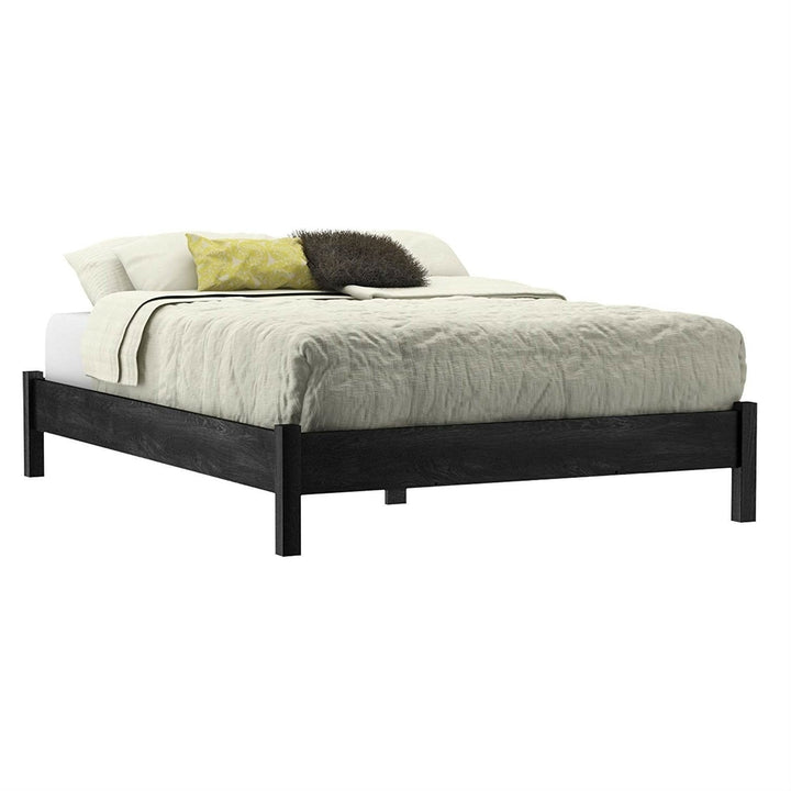 Full size Contemporary Platform Bed in Grey Black Wood Finish Image 1