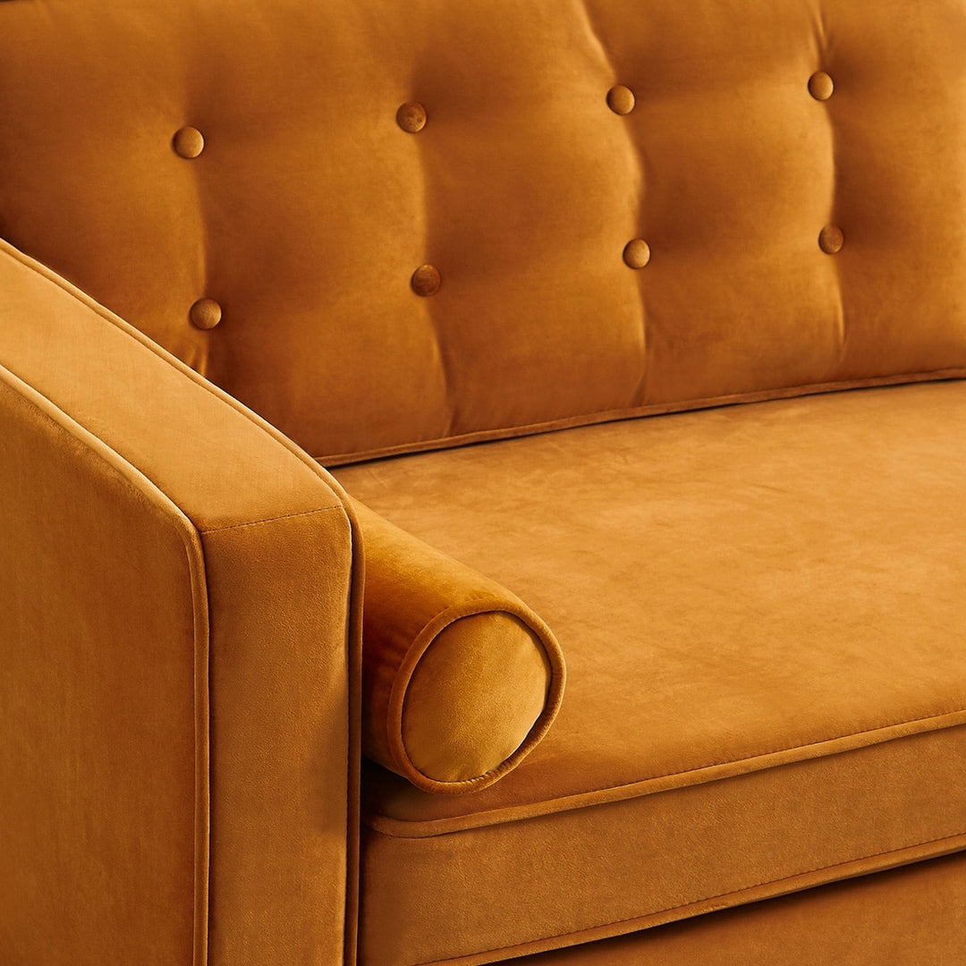 Casey Orange Velvet Loveseat Image 3