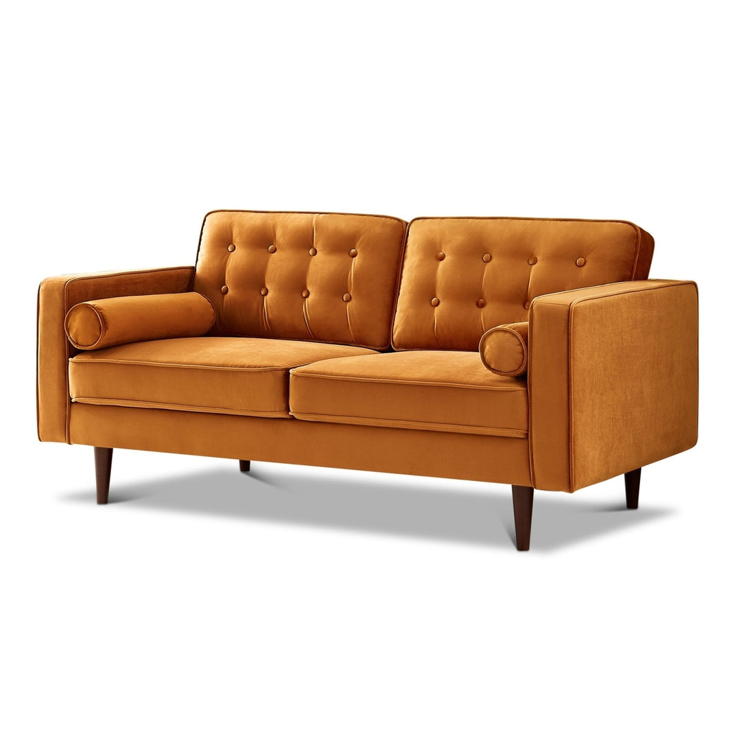 Casey Orange Velvet Loveseat Image 4