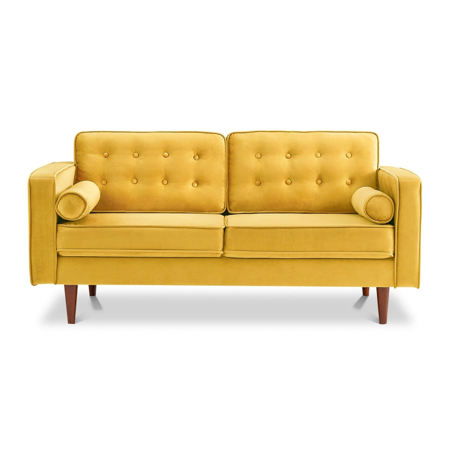 Casey Yellow Velvet Loveseat Image 1