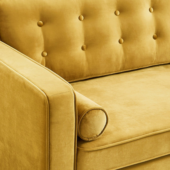 Casey Yellow Velvet Loveseat Image 3