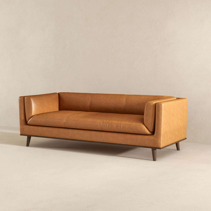 Cassidy Tan Genuine Leather Couch Image 3