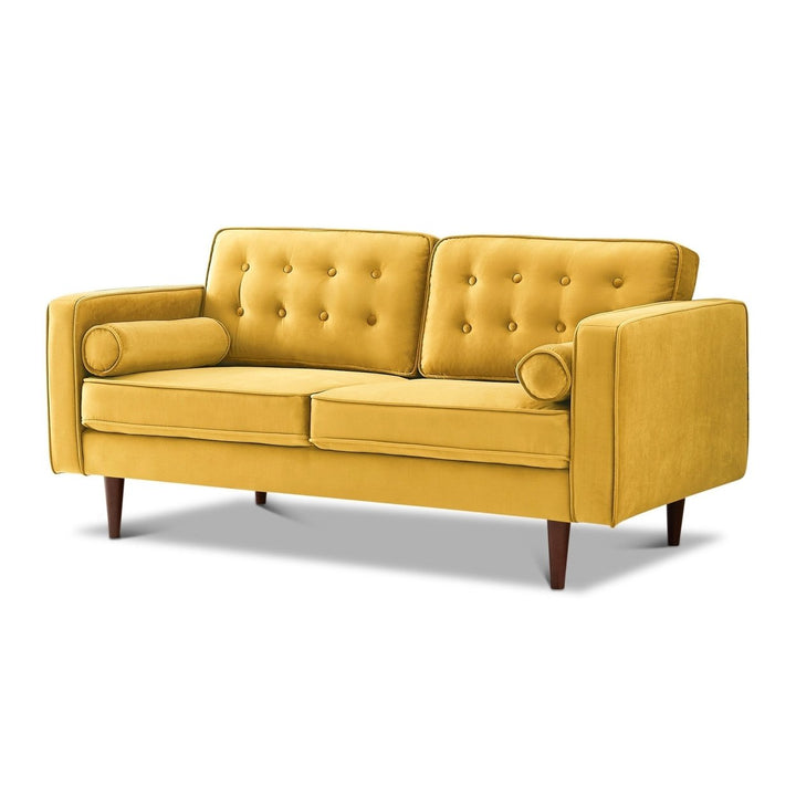 Casey Yellow Velvet Loveseat Image 4